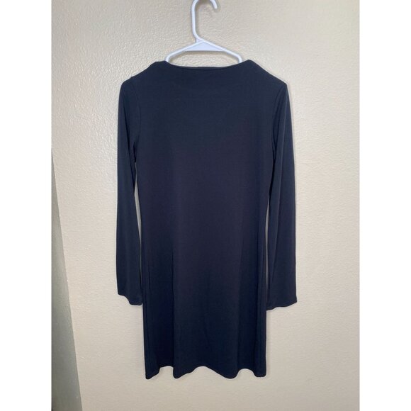 Ny & Co Womens Black Long-Sleeve Rayon Blend Dress Size S pullover midi‎ Pencil - Picture 5 of 7